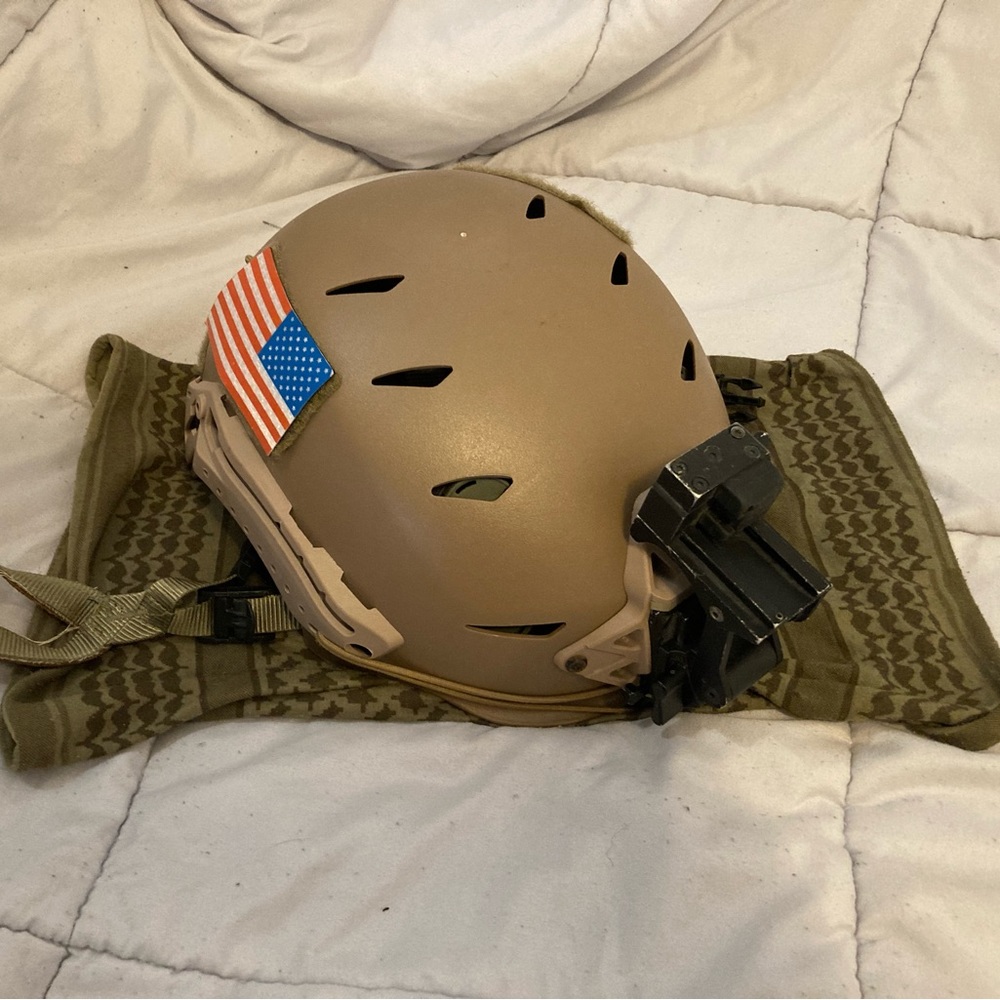 Tan Tactical helmet